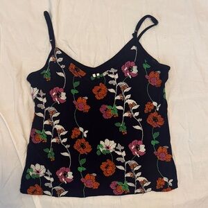 By Anthropologie Navy Embroidered Floral Cami – XS